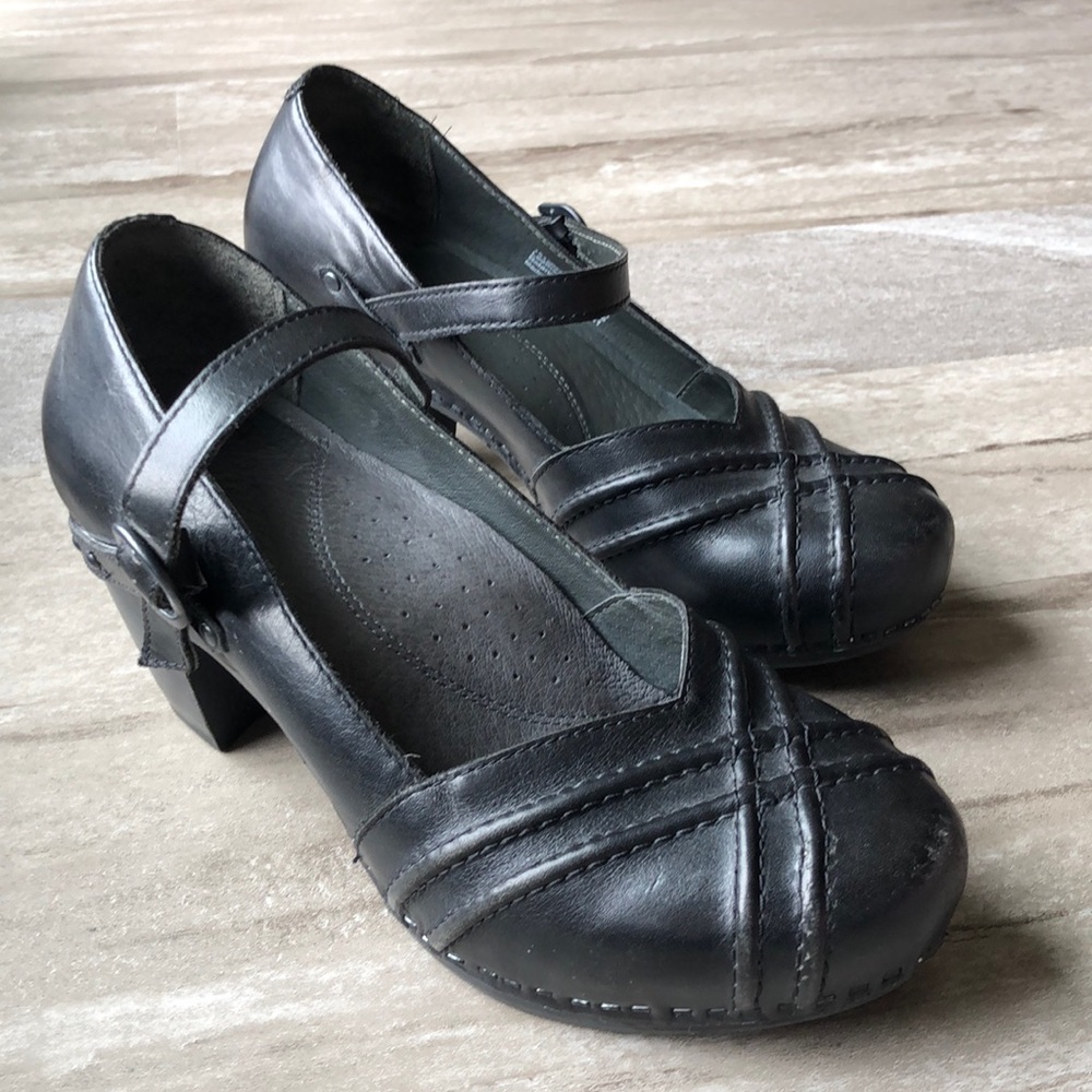 Dansko black leather heels